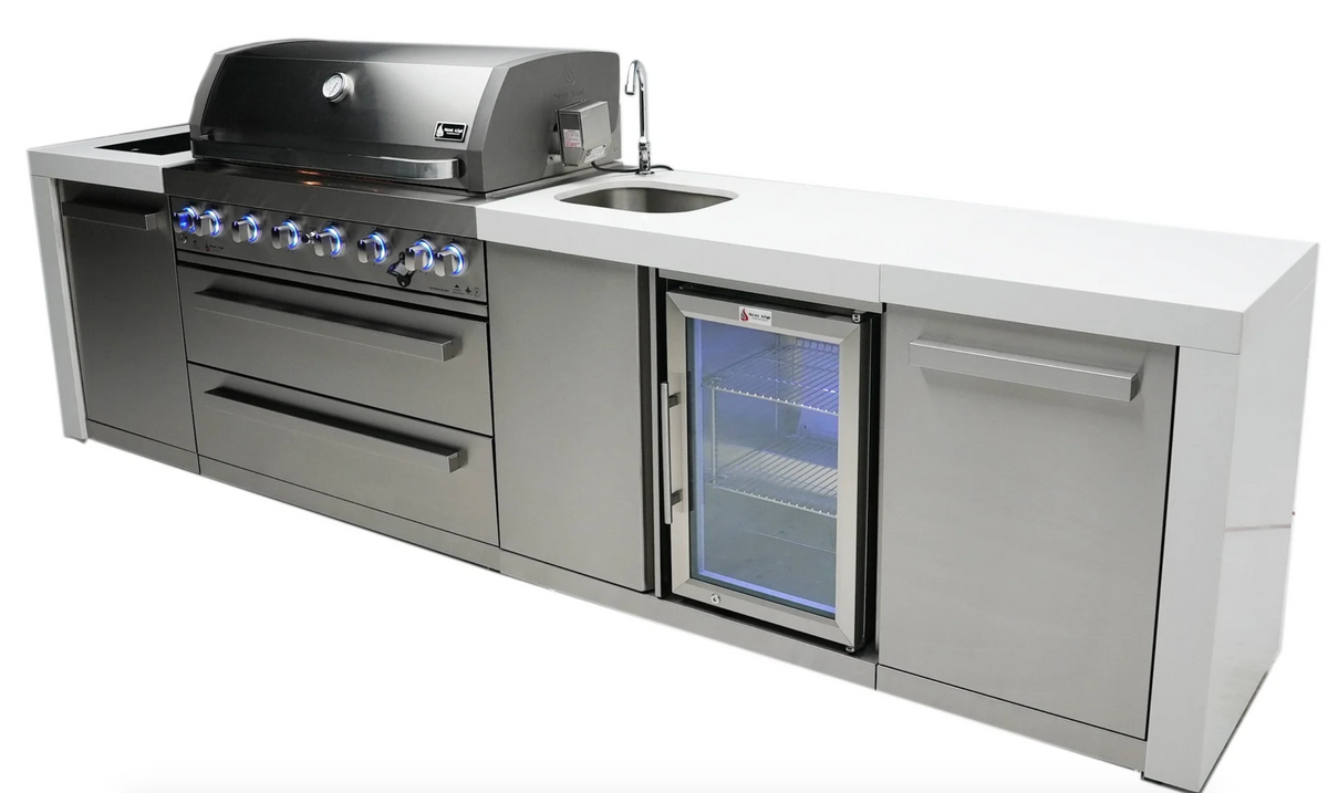 Mont Alpi 805 Deluxe Island with Beverage Center 6-Burner Grill 2 Infrared Burners