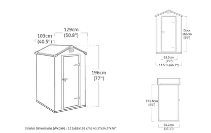 4x3ft Outdoor Garden Storage Shed with Weatherproof Design & Ventilation