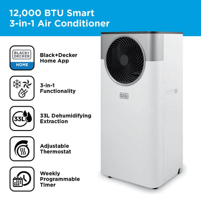 Smart Portable Air Conditioner with 3-in-1 Cooling, Fan & Dehumidifier Functions