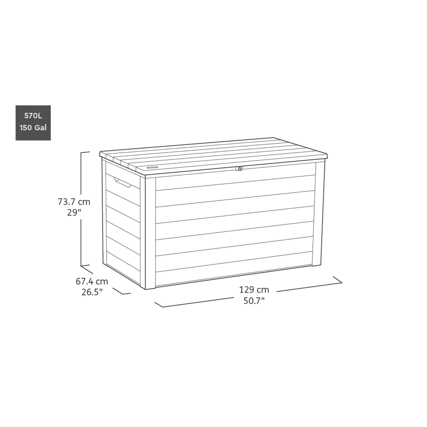 575L Outdoor Garden Storage Box with Lockable Lid & Extra Seating