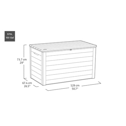 575L Outdoor Garden Storage Box with Lockable Lid & Extra Seating