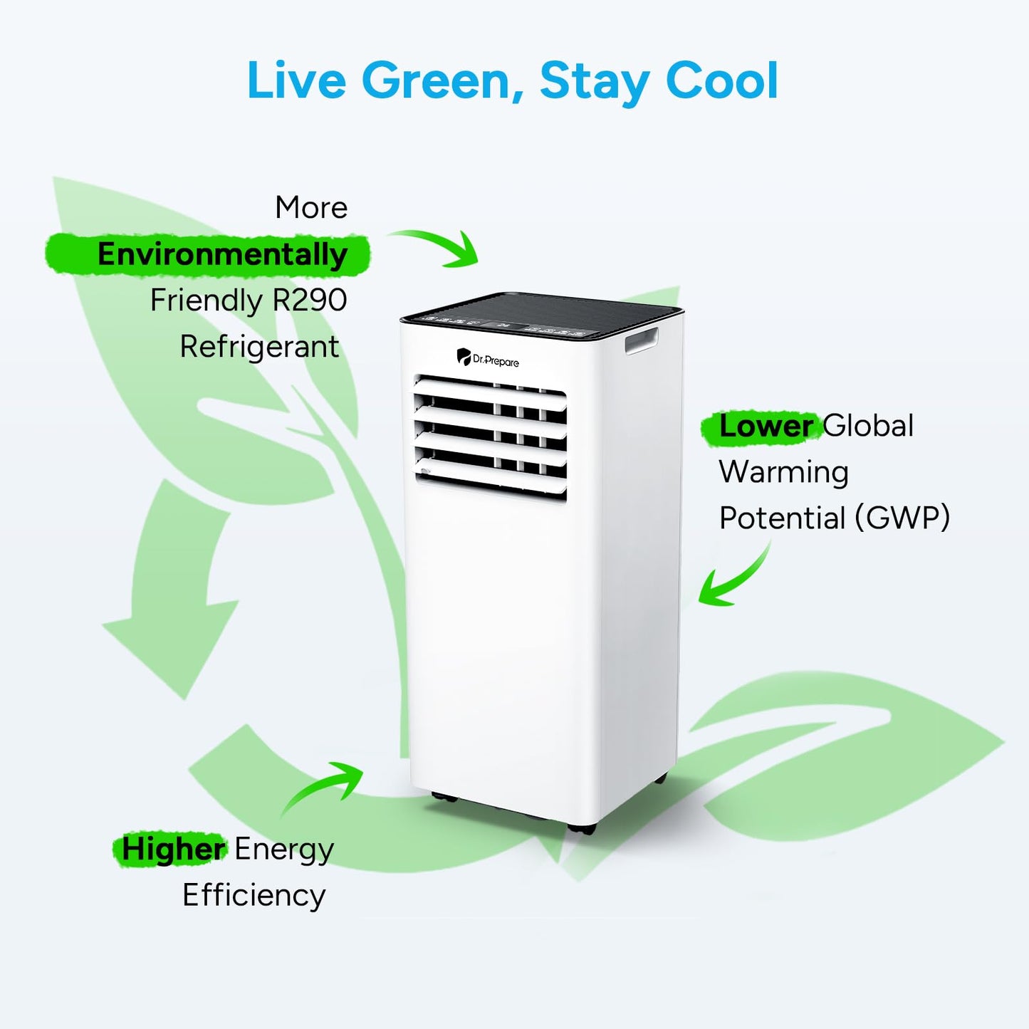 9000 BTU Portable Air Conditioner with Dehumidifier, Sleep Mode, Child Lock & Dual Window Kit