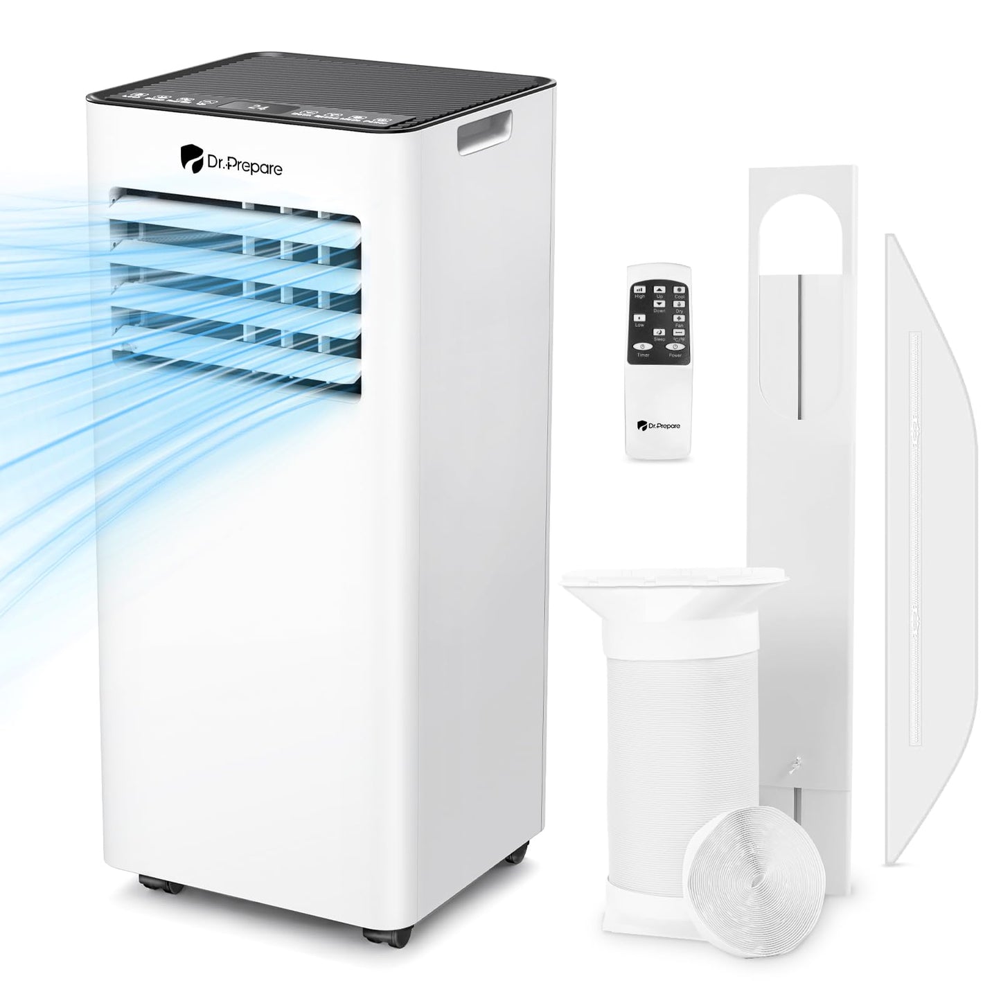 9000 BTU Portable Air Conditioner with Dehumidifier, Sleep Mode, Child Lock & Dual Window Kit