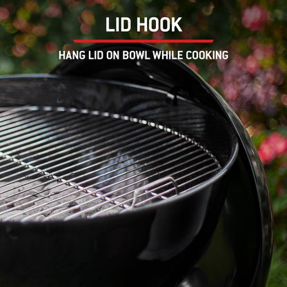 57cm Charcoal Kettle BBQ Grill with Lid Thermometer & One-Touch Cleaning System