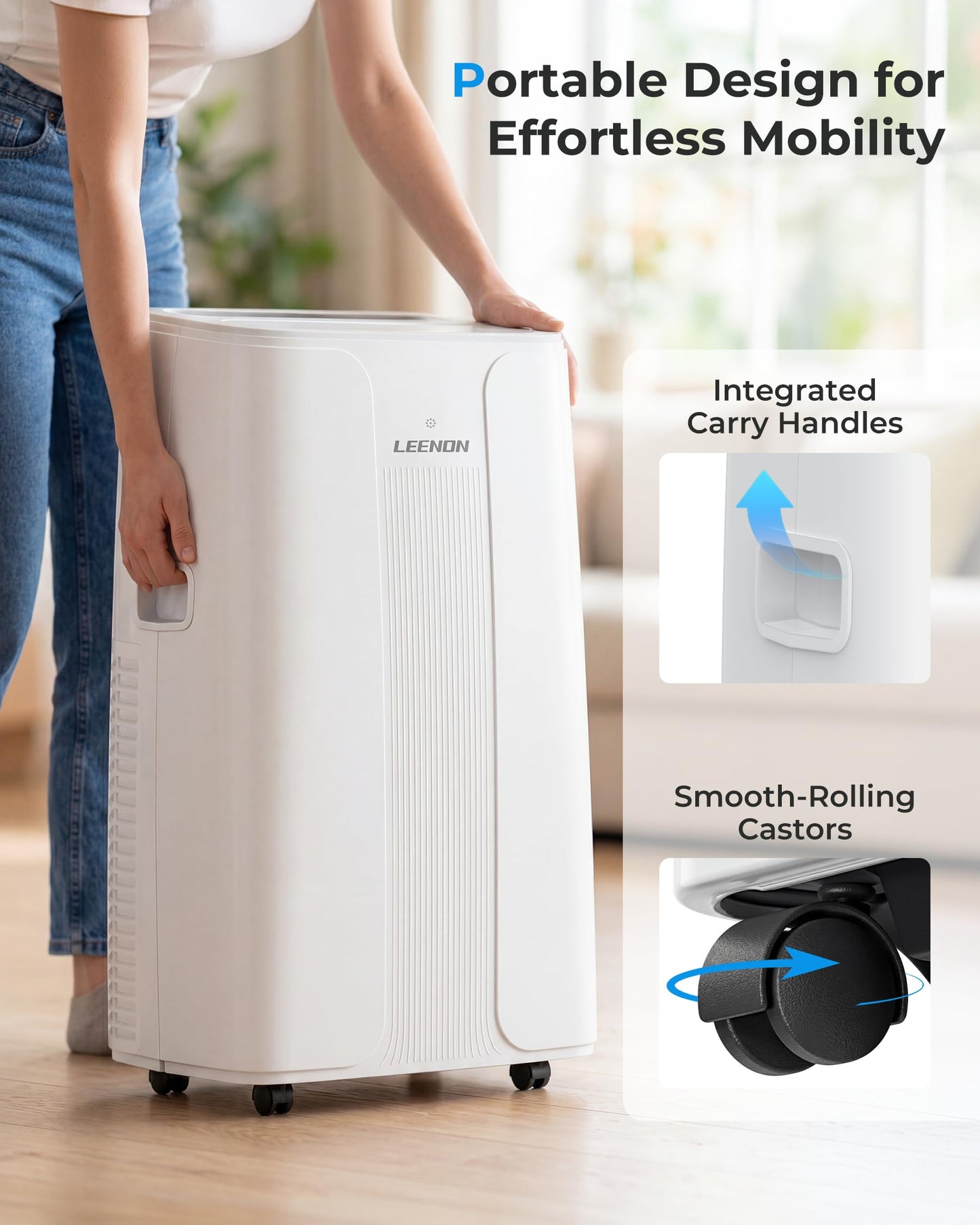 14000 BTU Portable Air Conditioner with Dehumidifier, Fan, Auto Swing & Remote Control