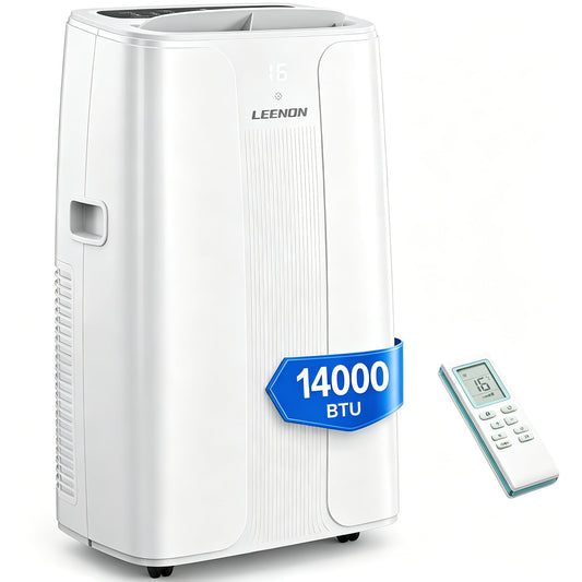 14000 BTU Portable Air Conditioner with Dehumidifier, Fan, Auto Swing & Remote Control