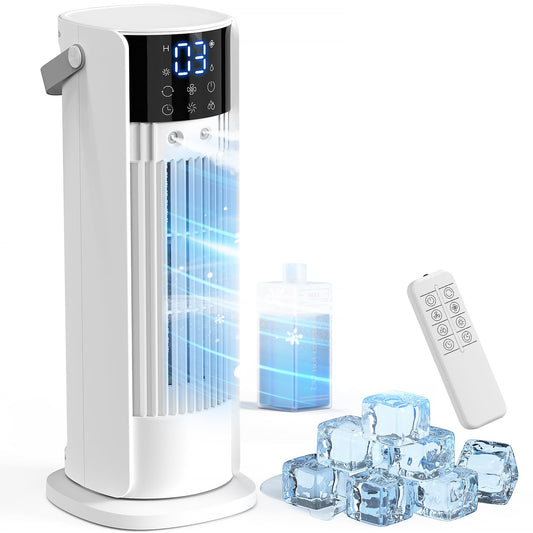 Portable Evaporative Air Cooler with Large Water Tank, Dual Mist, 4 Speeds & 90° Oscillation