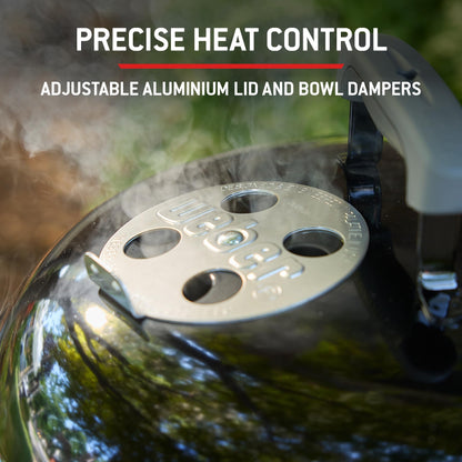 57cm Charcoal Kettle BBQ Grill with Lid Thermometer & One-Touch Cleaning System