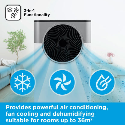Smart Portable Air Conditioner with 3-in-1 Cooling, Fan & Dehumidifier Functions