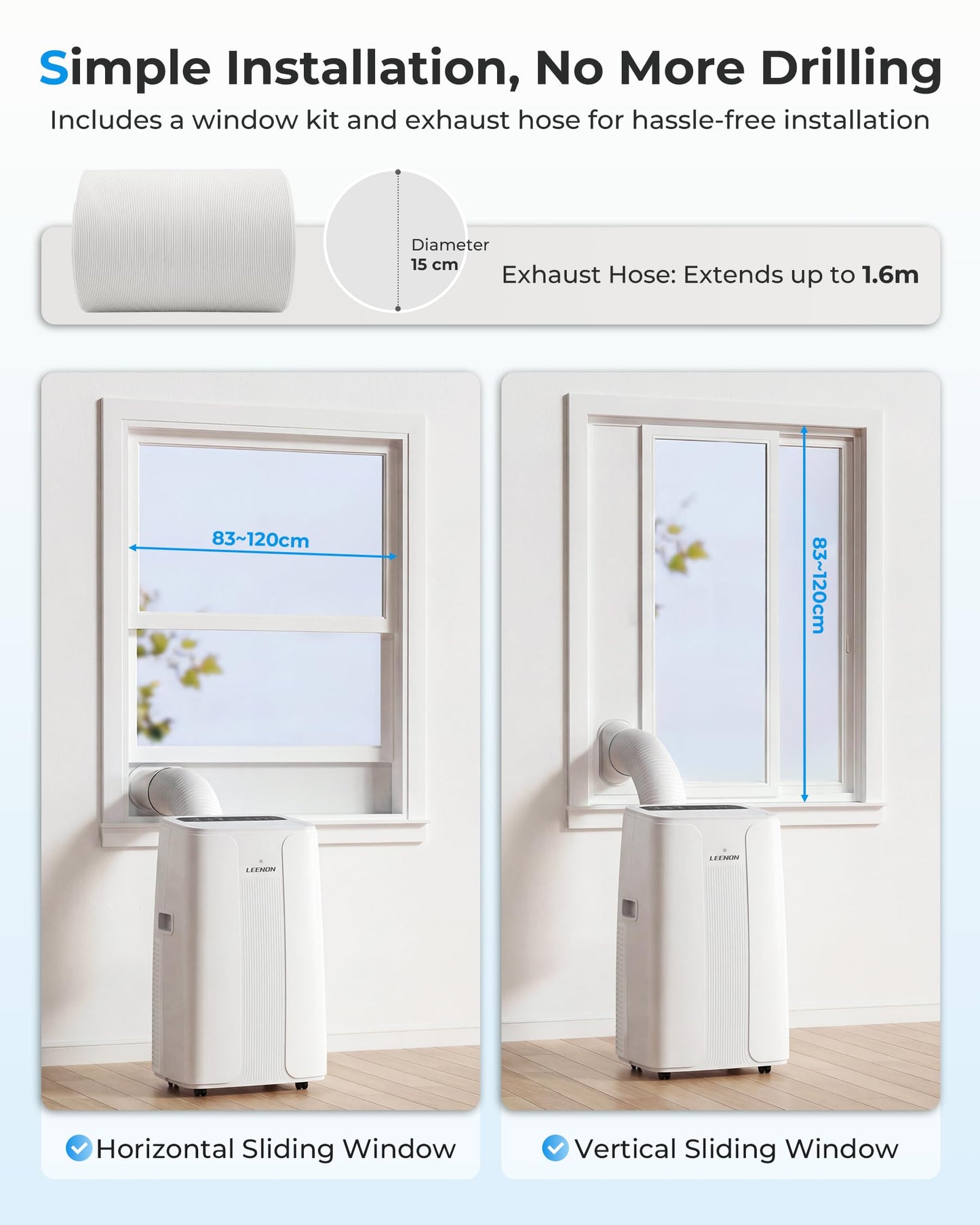 14000 BTU Portable Air Conditioner with Dehumidifier, Fan, Auto Swing & Remote Control