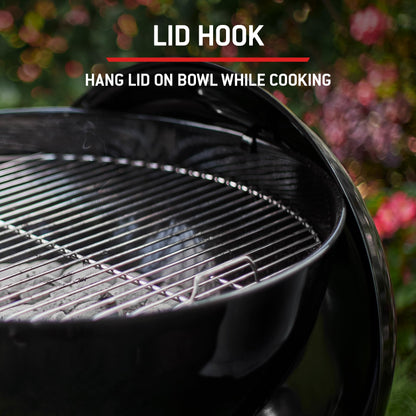 47cm Charcoal Kettle BBQ Grill with Lid Thermometer & One-Touch Cleaning System