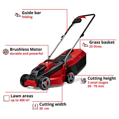 18V Cordless Lawn Mower with Brushless Motor, Battery & Charger Included