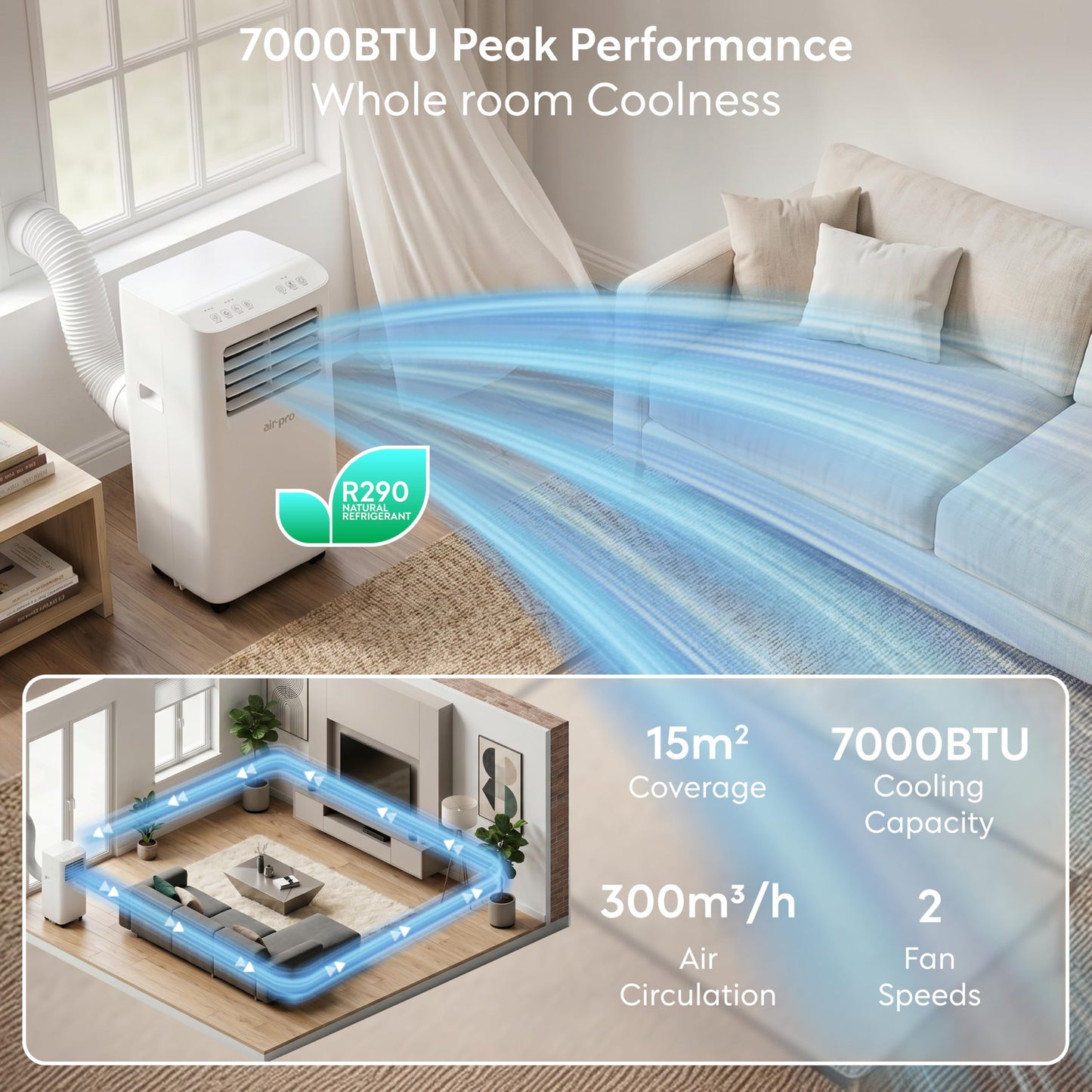 Smart 4-in-1 Portable Air Conditioner with WiFi Control & Window Kit