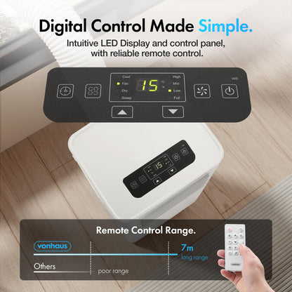 12000 BTU Smart Portable Air Conditioner with WiFi, Remote Control & 4-in-1 Modes