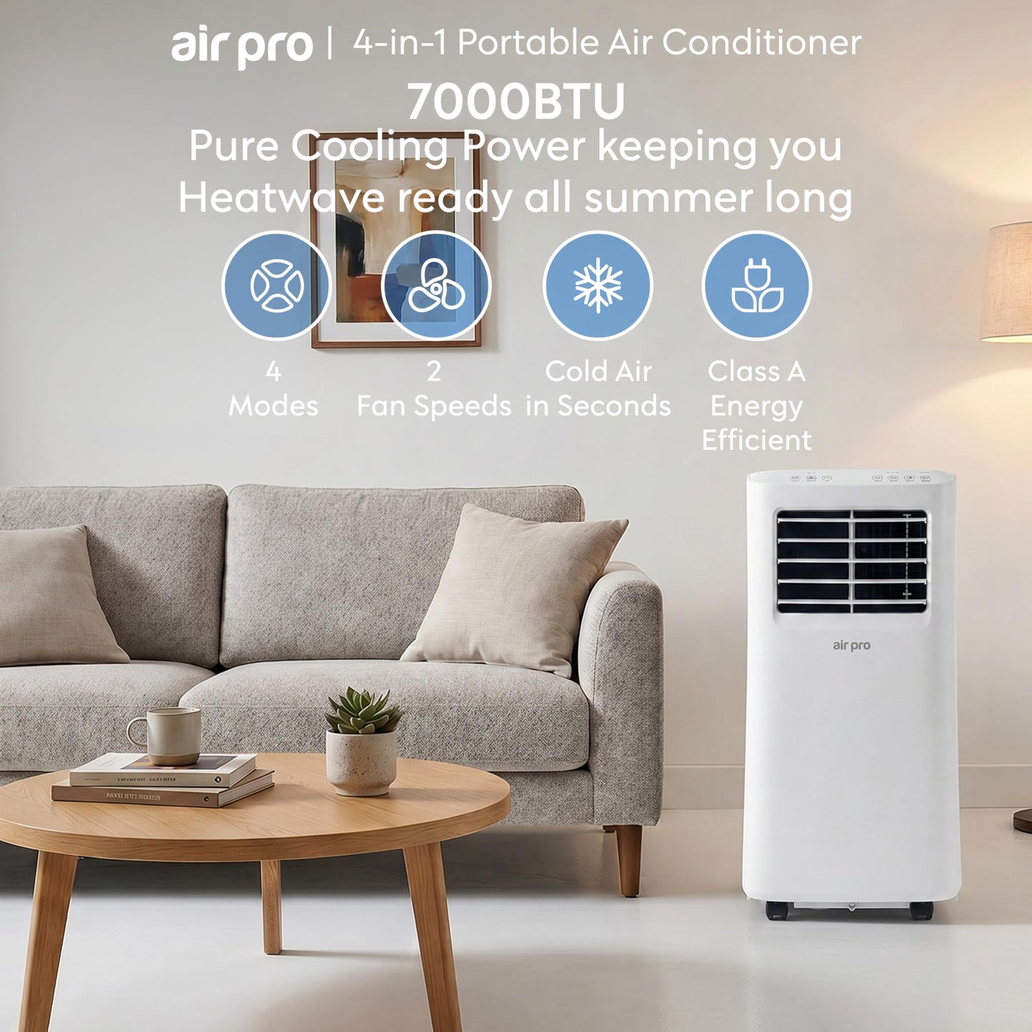 Smart 4-in-1 Portable Air Conditioner with WiFi Control & Window Kit