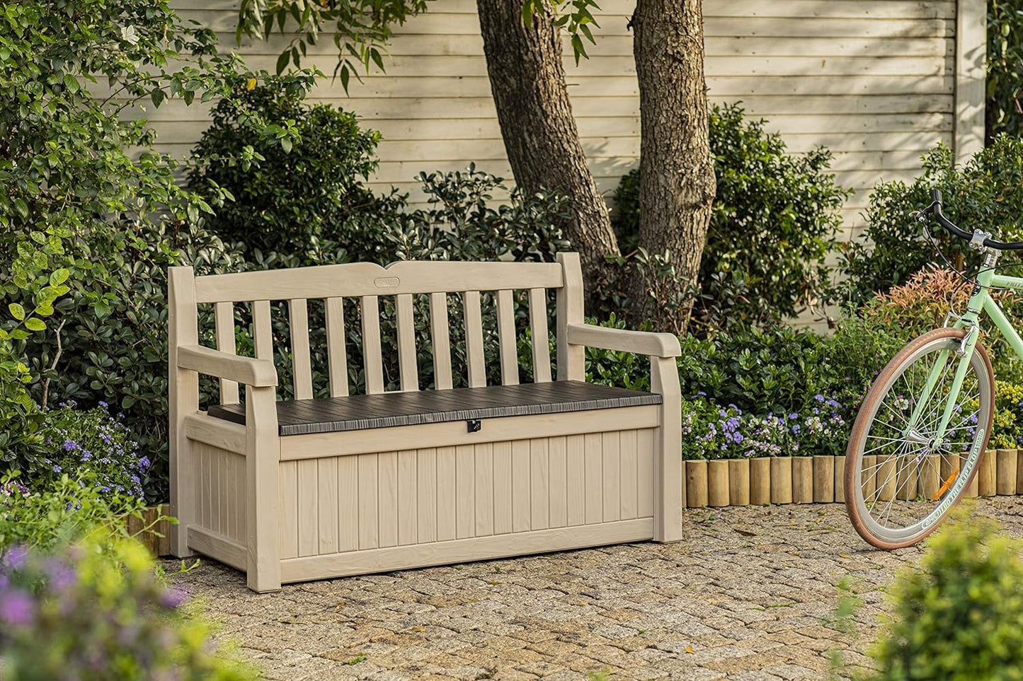 265L Outdoor Storage Bench with Hidden Storage & Weatherproof Design