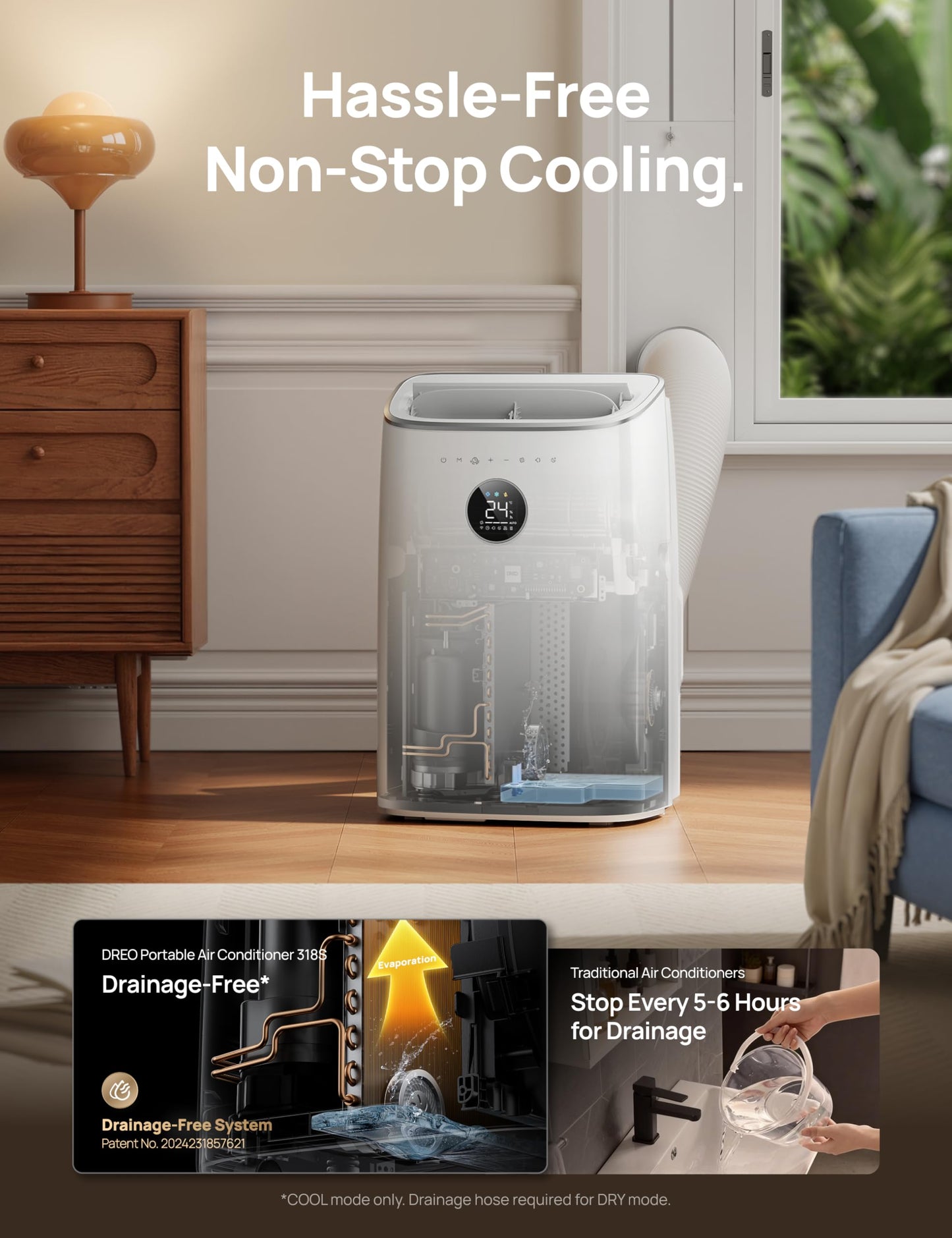 Smart Portable Air Conditioner with Cooling, Fan & Dehumidifier Modes