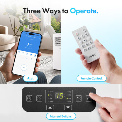 12000 BTU Smart Portable Air Conditioner with WiFi, Remote Control & 4-in-1 Modes