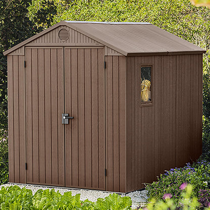 6x8ft Outdoor Garden Storage Shed with Double Doors & Weatherproof Design