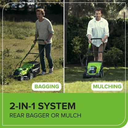 40V Cordless Lawn Mower with Batteries, Charger & 40L Grass Collection Bag