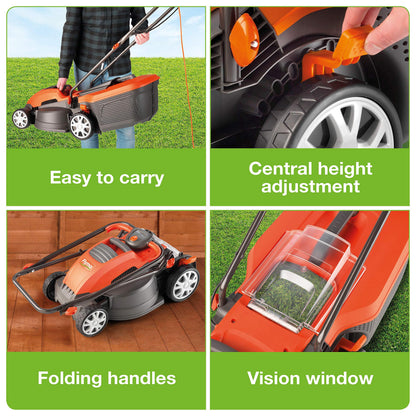 1500W Electric Lawn Mower with 36cm Cutting Width & 40L Grass Box