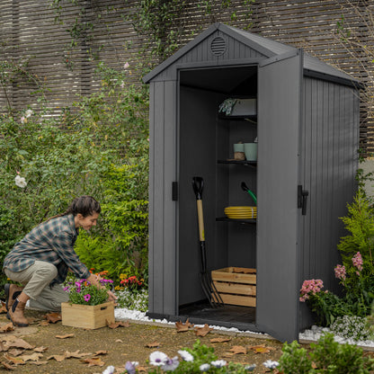4x4ft Outdoor Garden Storage Shed with Window, Ventilation & Weatherproof Design