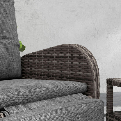 3 Piece Rattan Garden Bistro Set with Reclining Chairs & Coffee Table