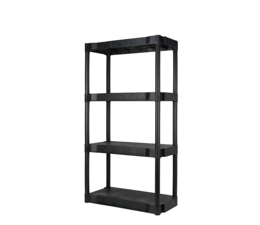 4-Tier Black Plastic Storage Shelving Unit,280 lb Capacity, 56.2x30x13.8 in